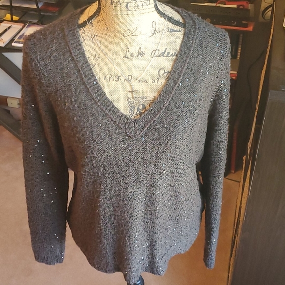 American Eagle Outfitters sequined sweater size La - Picture 2 of 13
